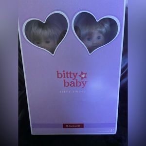 American Girl Bitty Twins boy & girl blonde hair, blue eyes w/ box pleasant comp